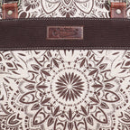 Canvas & Leather Women's Tote Bag - Timberwolf/Van Dyke — Sixtease Bags USA