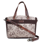 Canvas & Leather Women's Tote Bag - Timberwolf/Van Dyke — Sixtease Bags USA