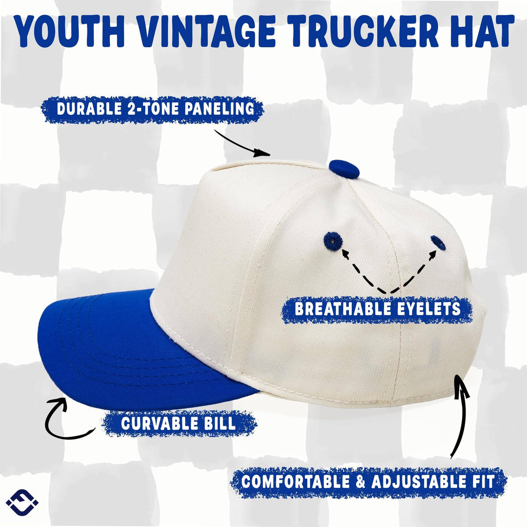 Kids/Baby Two Tone Vintage Cap - Royal Blue/Beige - Premium Trucker Cap from Funky Junque - Just $15.95! Shop now at Pat's Monograms