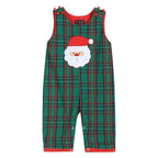 Christmas Green Gingham Santa Overalls — Lil Cactus Baby & Toddler Outfits