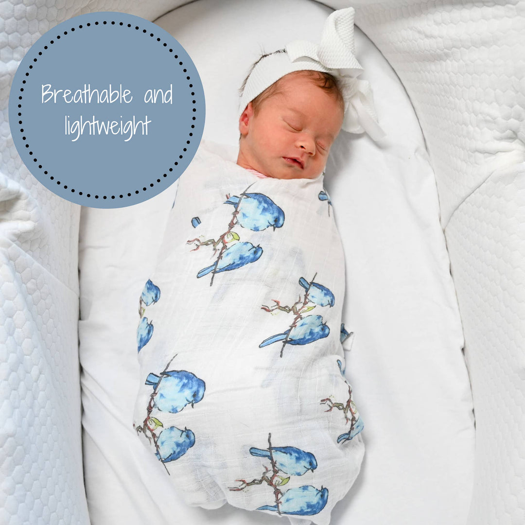 Bluebird Of Happiness Baby Swaddle Blanket - Premium Swaddle from LollyBanks - Just $19.95! Shop now at Pat's Monograms