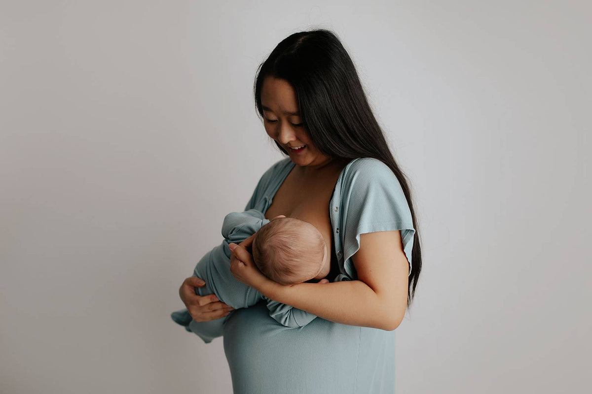 Blue Bird Maternity Mommy Labor and Delivery/ Nursing Gown — Three Little Tots Maternity Clothing