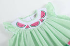 Green Seersucker Watermelon Smocked Bishop Dress — Lil Cactus Baby & Toddler Dresses