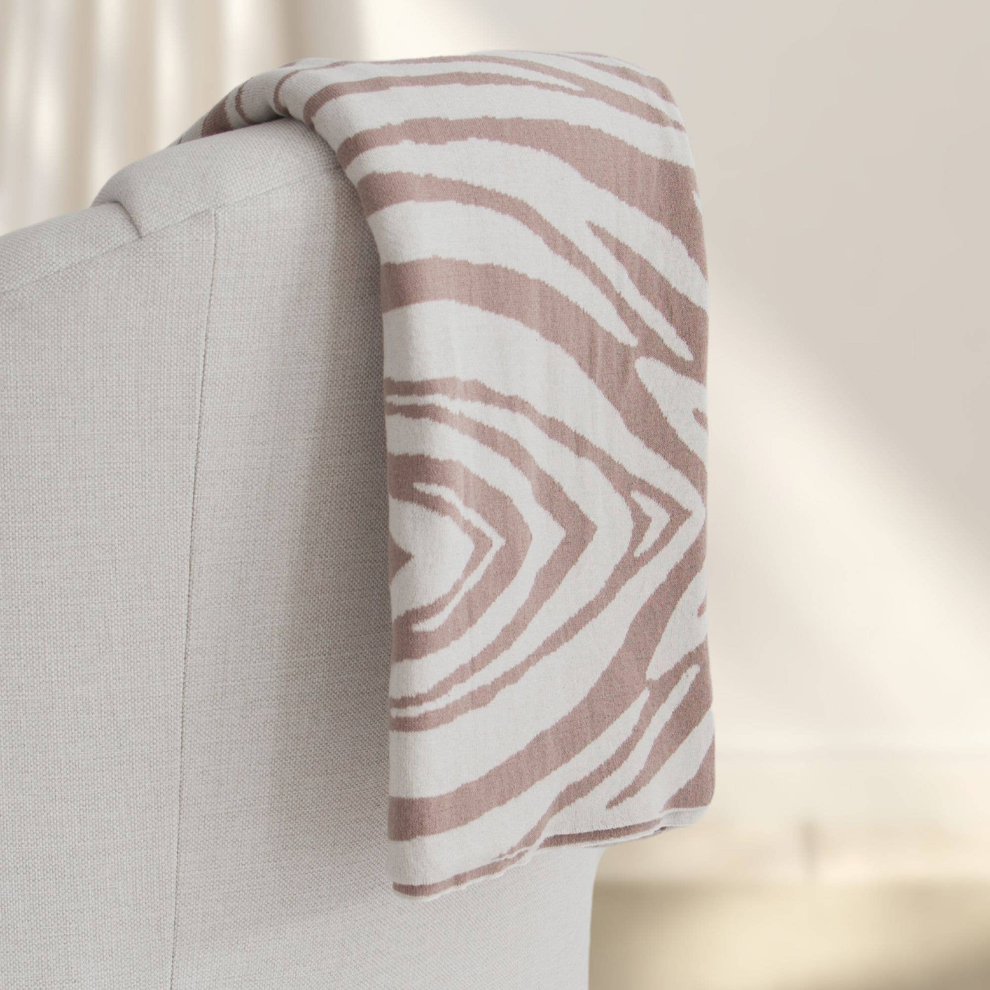 Rumi Zebra Cotton Knit Throw: Beige - Premium  from Tajik Home LLC - Just $35.95! Shop now at Pat's Monograms