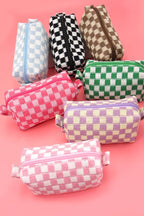 CHECKER MAKEUP COSMETIC POUCH BAG — JOSSLYN by Wall to Wall Cosmetic Bag