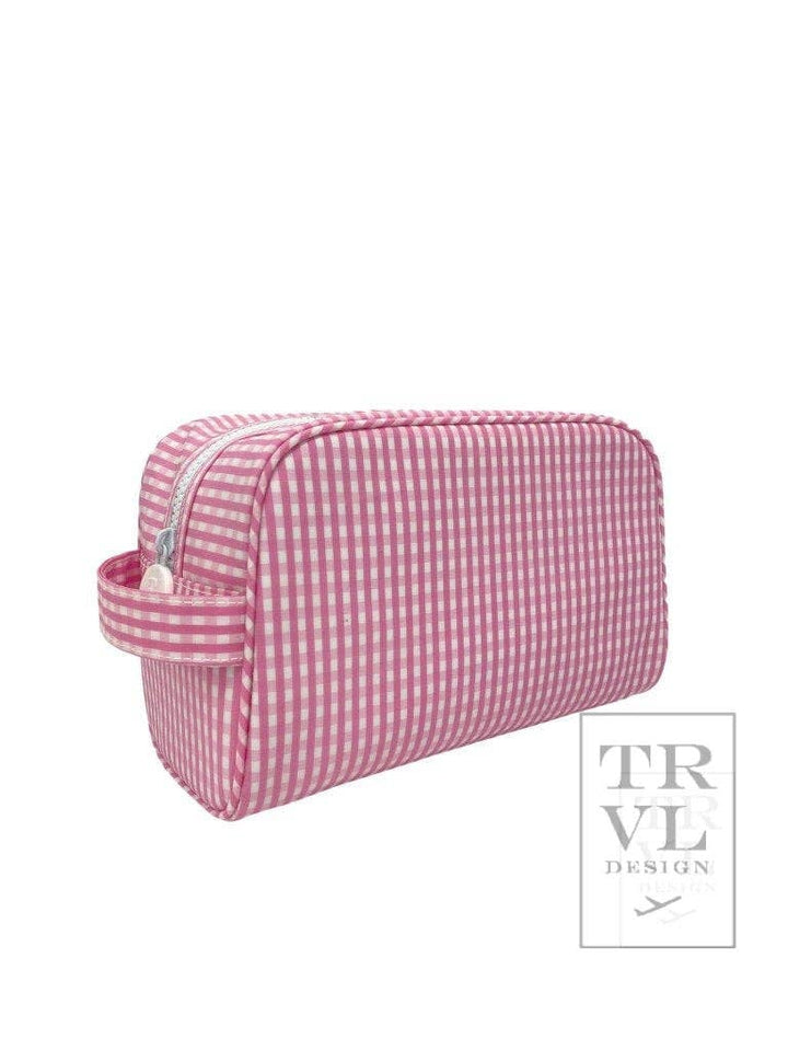 Stowaway - Toiletry Bag Gingham Pink - Premium Cosmetic Bag from TRVL Design - Just $36! Shop now at Pat's Monograms