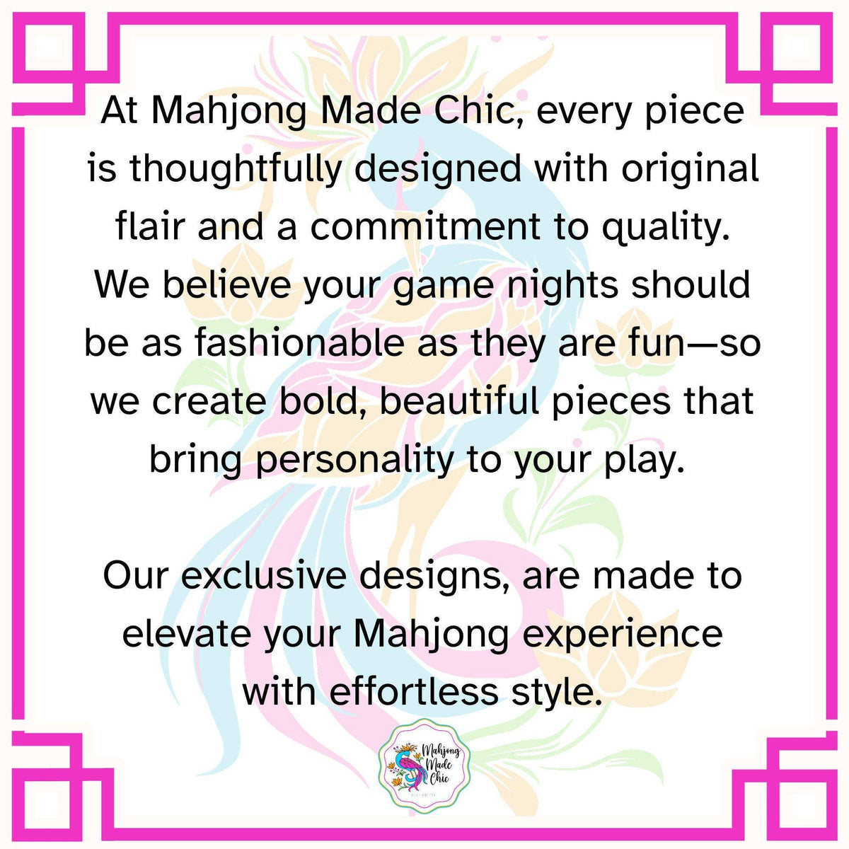 Bows & Blossom Mahjong Tablecloth, Charleston Directions