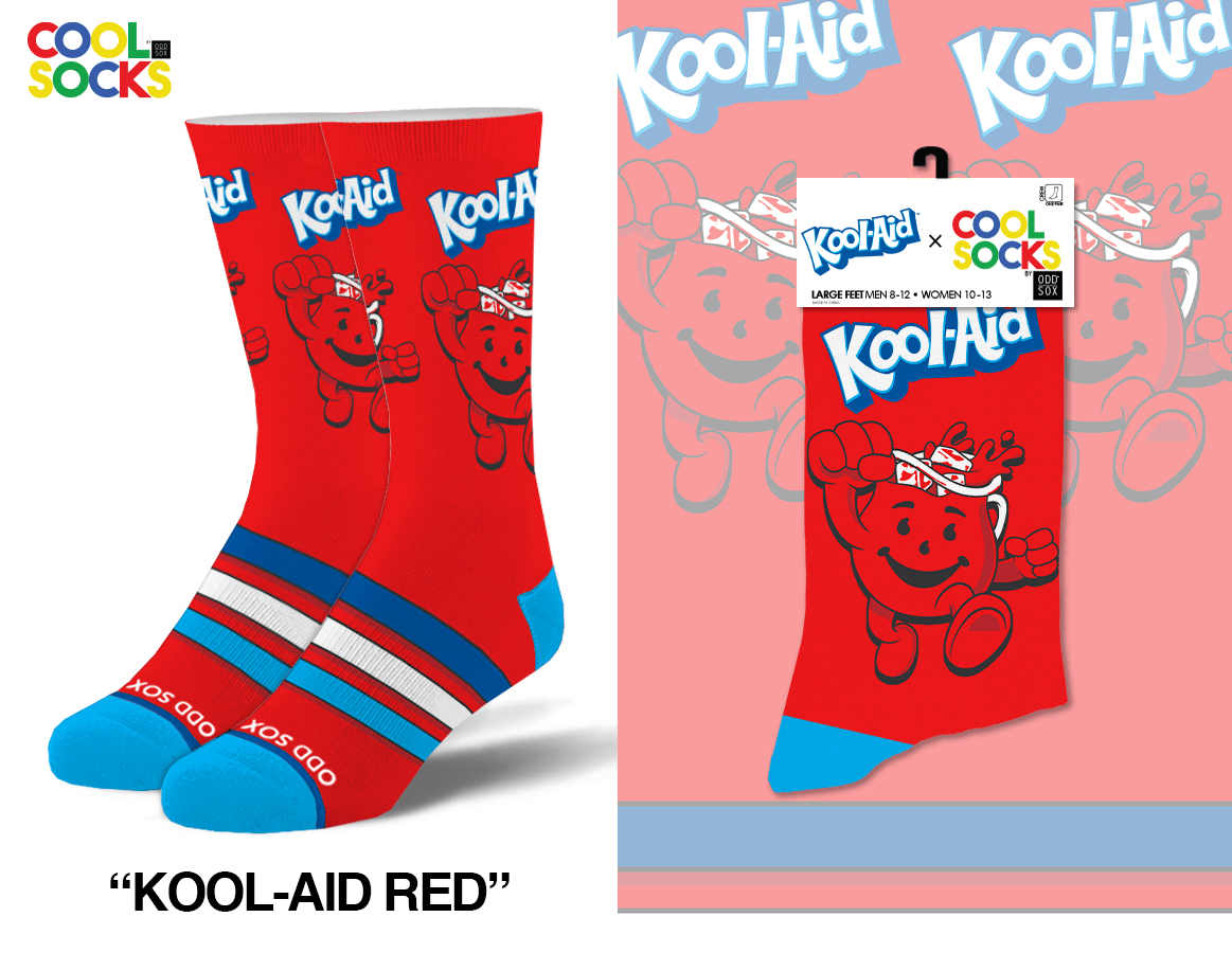 Kool Aid Red - Mens Crew Folded - Premium socks from Cool Socks - Just $12.95! Shop now at Pat's Monograms