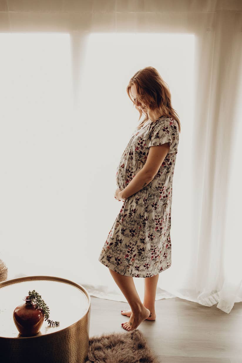 Floral Mommy Labor and Delivery/ Nursing Gown — Three Little Tots Maternity Clothing