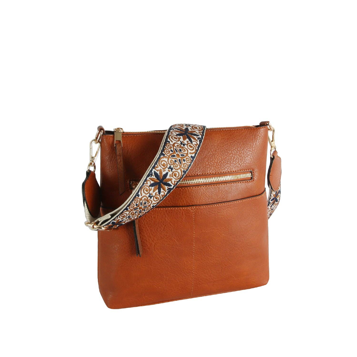 Guitar Strap Leather Front Zipper Crossbody Bag - Premium handbag from Handbag Factory Corp - Just $38.95! Shop now at Pat's Monograms