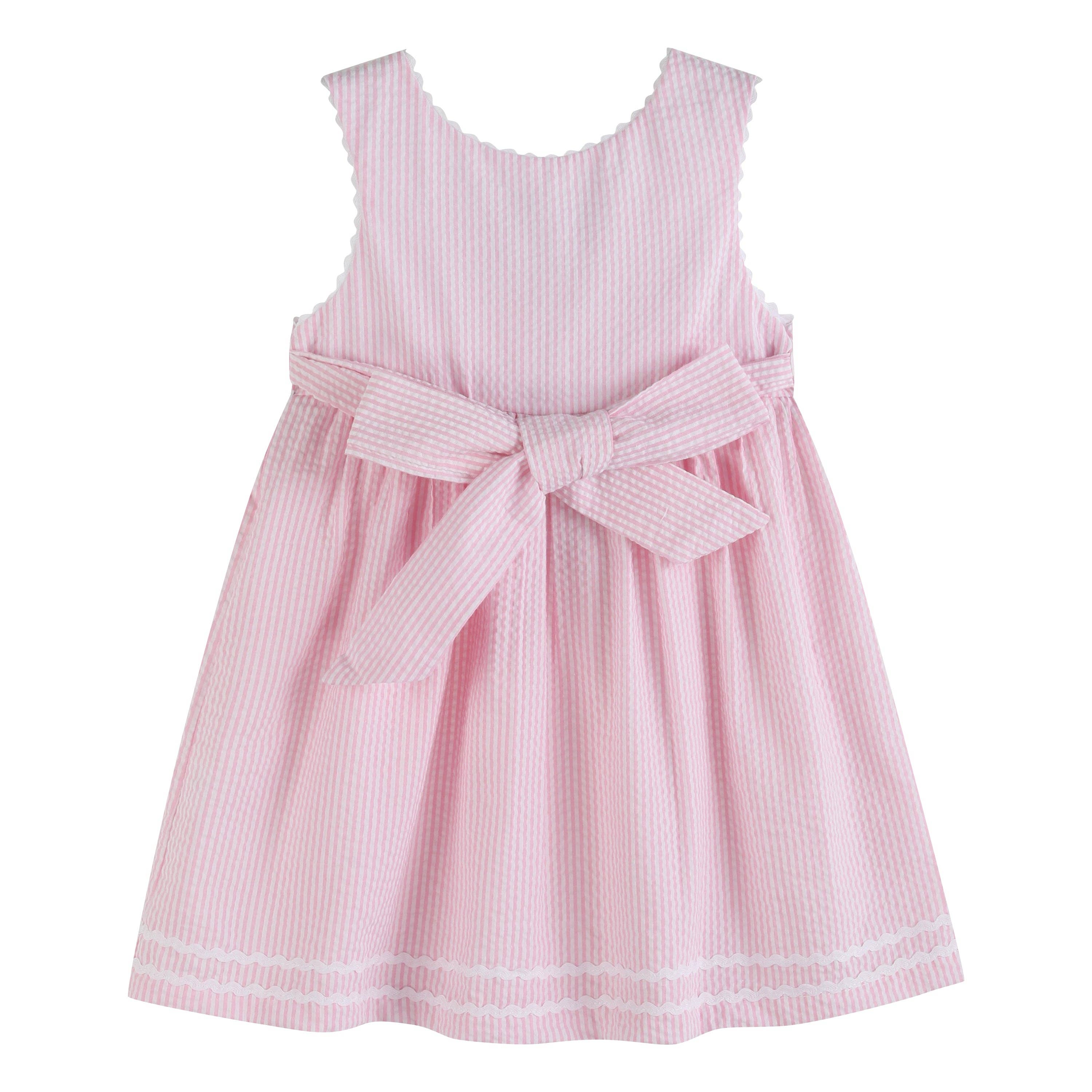 Pink Seersucker Pom Pom Flipflops Dress - Premium  from Lil Cactus - Just $26.95! Shop now at Pat's Monograms