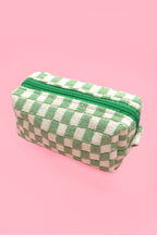 CHECKER MAKEUP COSMETIC POUCH BAG — JOSSLYN by Wall to Wall Cosmetic Bag