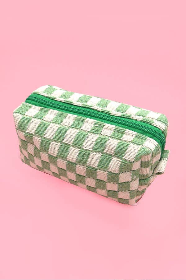 CHECKER MAKEUP COSMETIC POUCH BAG — JOSSLYN by Wall to Wall Cosmetic Bag