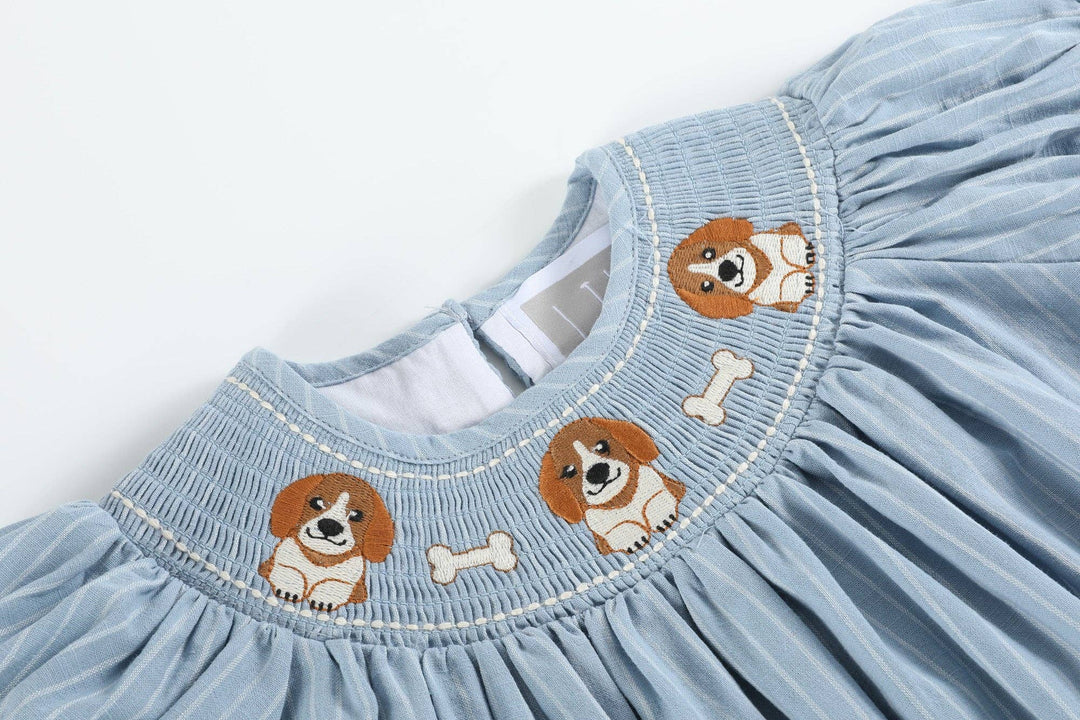 Light Blue Puppy Smocked Bishop Dress - Premium Baby & Toddler Dresses from Lil Cactus - Just $36.95! Shop now at Pat's Monograms