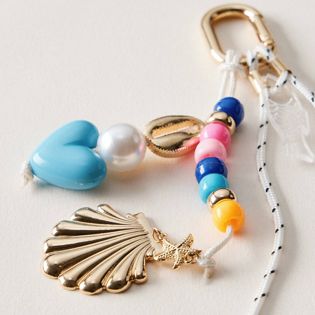 Nautical Beaded Bag Charm | Shell and Heart Accent Detail — Frem