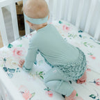 Standard Size Fitted Crib Sheet - Peach Floral — Honey Lemonade Baby Accessories