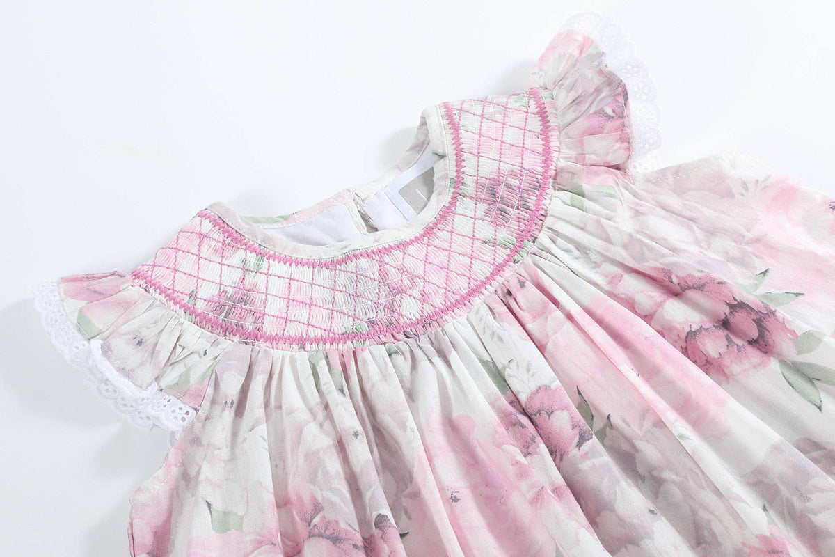 Rose Floral Print Bishop Dress — Lil Cactus Baby & Toddler Dresses