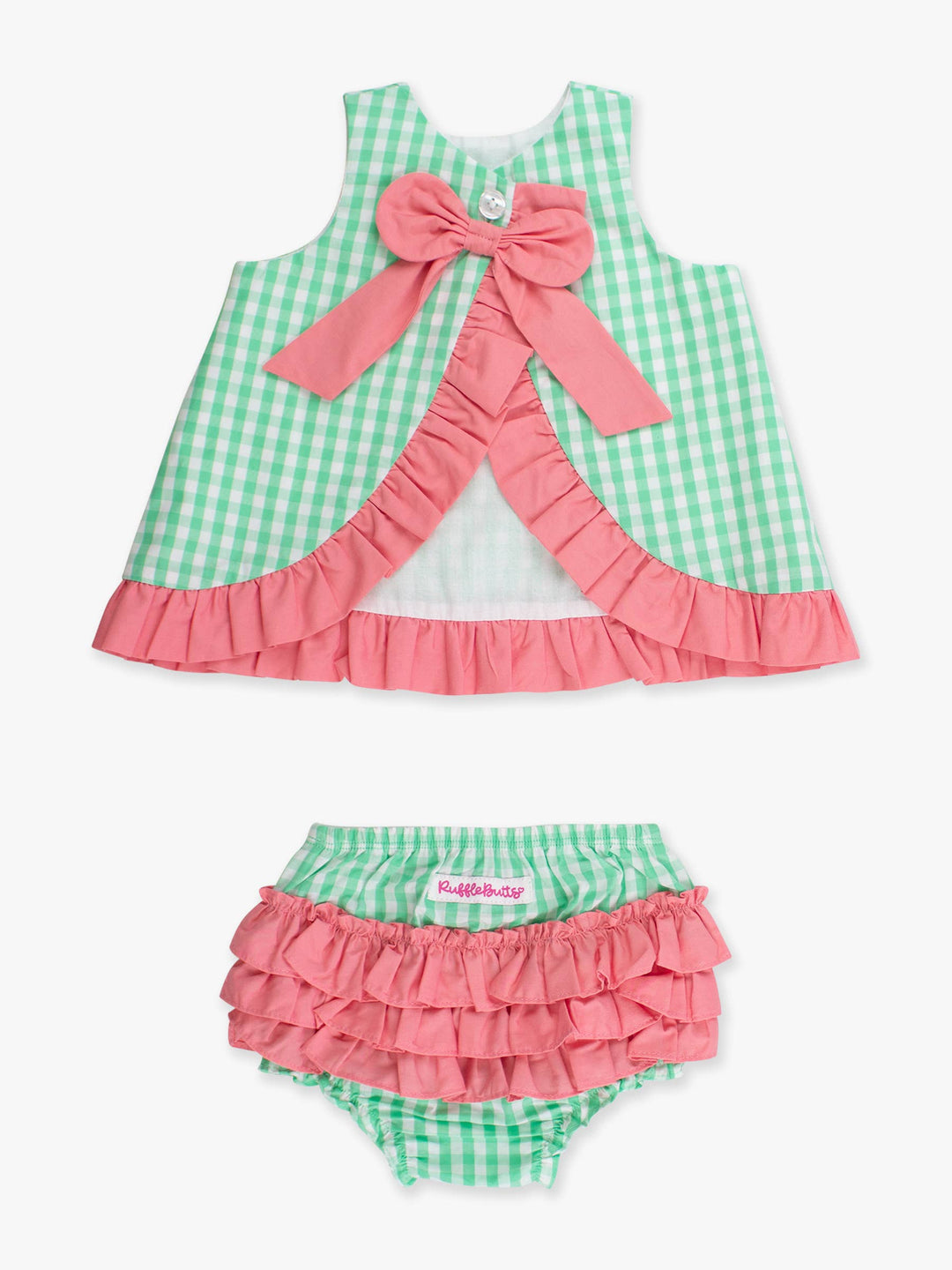Baby Girls Classic Spring Bud Gingham Ruffle Swing Top & Bloomer Set - Premium Baby & Toddler Outfits from RuffleButts + RuggedButts - Just $45.95! Shop now at Pat's Monograms