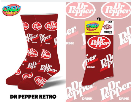 Dr Pepper Retro - Mens Crew Folded - Premium socks from Crazy Socks - Just $7.50! Shop now at Pat's Monograms