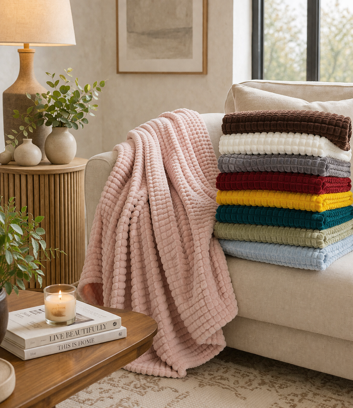 Textured Waffle Large Throw Blanket - 60"x80" - Premium blanket from Fennco Styles - Just $38! Shop now at Pat's Monograms