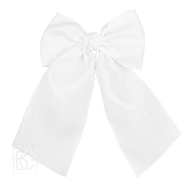 OPAQUE SATIN BOW W/ EURO KNOT & TAILS  ON AN ALLIGATOR CLIP - Premium  from Beyond Creations, LLC - Just $19! Shop now at Pat's Monograms