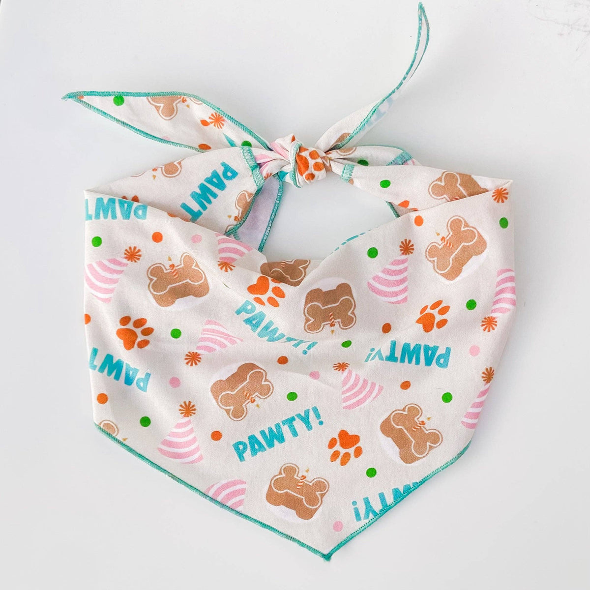 Pawty! Dog birthday bandana with cakes and hats gender neutral — doggish