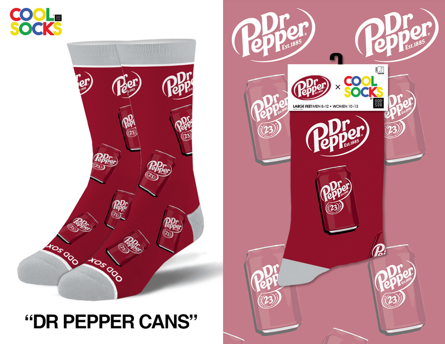Dr Pepper Cans - Mens Crew Folded - Premium socks from Cool Socks - Just $12.95! Shop now at Pat's Monograms
