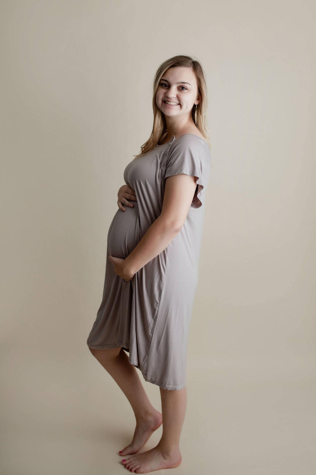 Harbor Mist Maternity Mommy Labor and Delivery/ Nursing Gown — Three Little Tots Maternity Clothing