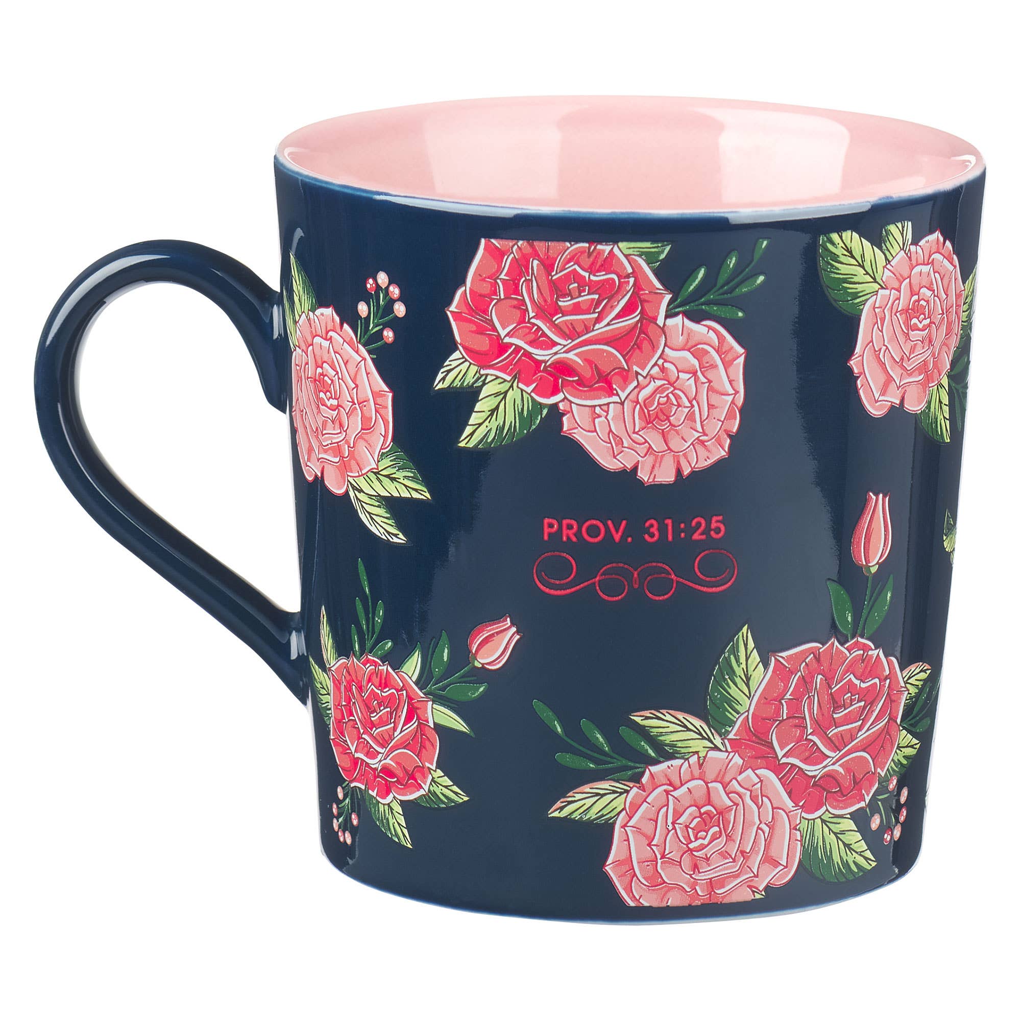 Strength & Dignity Pink Roses Coffee Mug - Prov. 31:25 - Premium gift item from Christian Art Gifts - Just $12.95! Shop now at Pat's Monograms