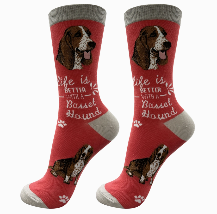 Basset Hound Socks - Life is Better - Premium Socks from Sock Daddy - Just $10.95! Shop now at Pat's Monograms