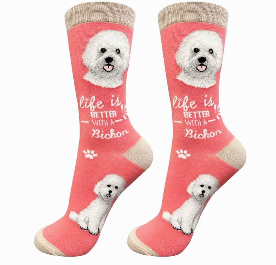 Bichon Frise - Life is Better Socks - Premium Socks from Sock Daddy - Just $10.95! Shop now at Pat's Monograms