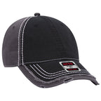 Distressed Two Tone Twill Cap w/ Heavy Stitching — Otto Caps Headwear