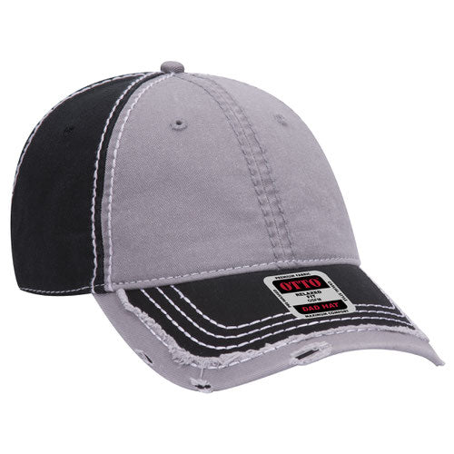 Distressed Two Tone Twill Cap w/ Heavy Stitching - Premium Headwear from Otto Caps - Just $10.95! Shop now at Pat's Monograms