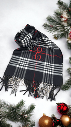 Plaid Cashmere Feel Scarves with Embroidered Single Initial — Accessories