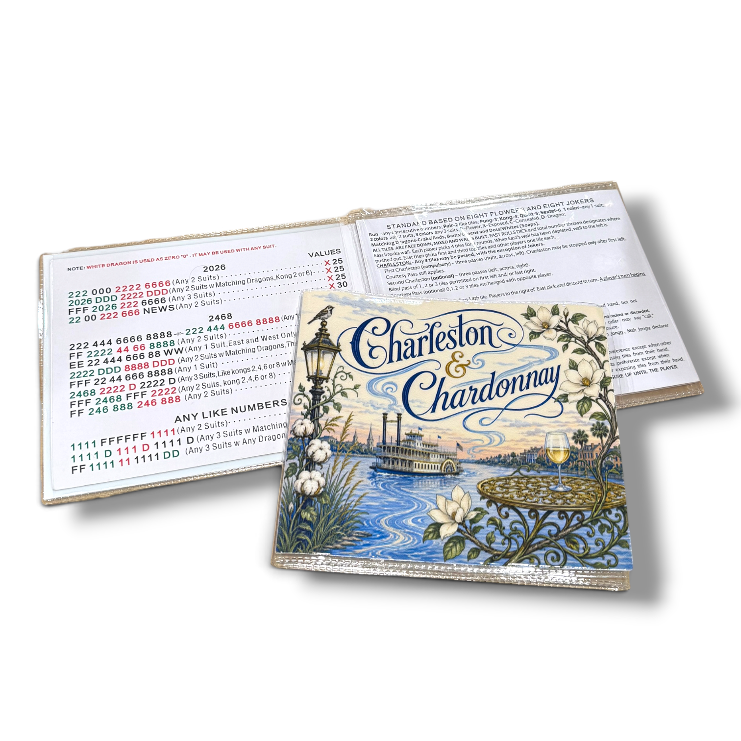 Charleston & Chardonnay Mahjong Card Cover — Large NMJL Card Holder