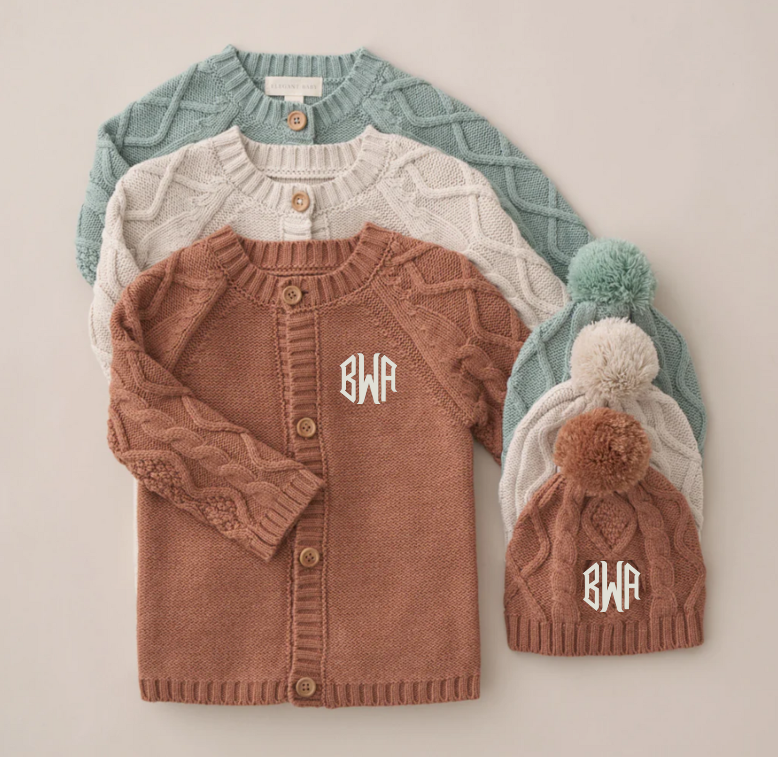 Chunky Diamond Cable Cardigan & Hat Set s - Premium Infant Wear from Elegant Baby - Just $58.95! Shop now at Pat's Monograms