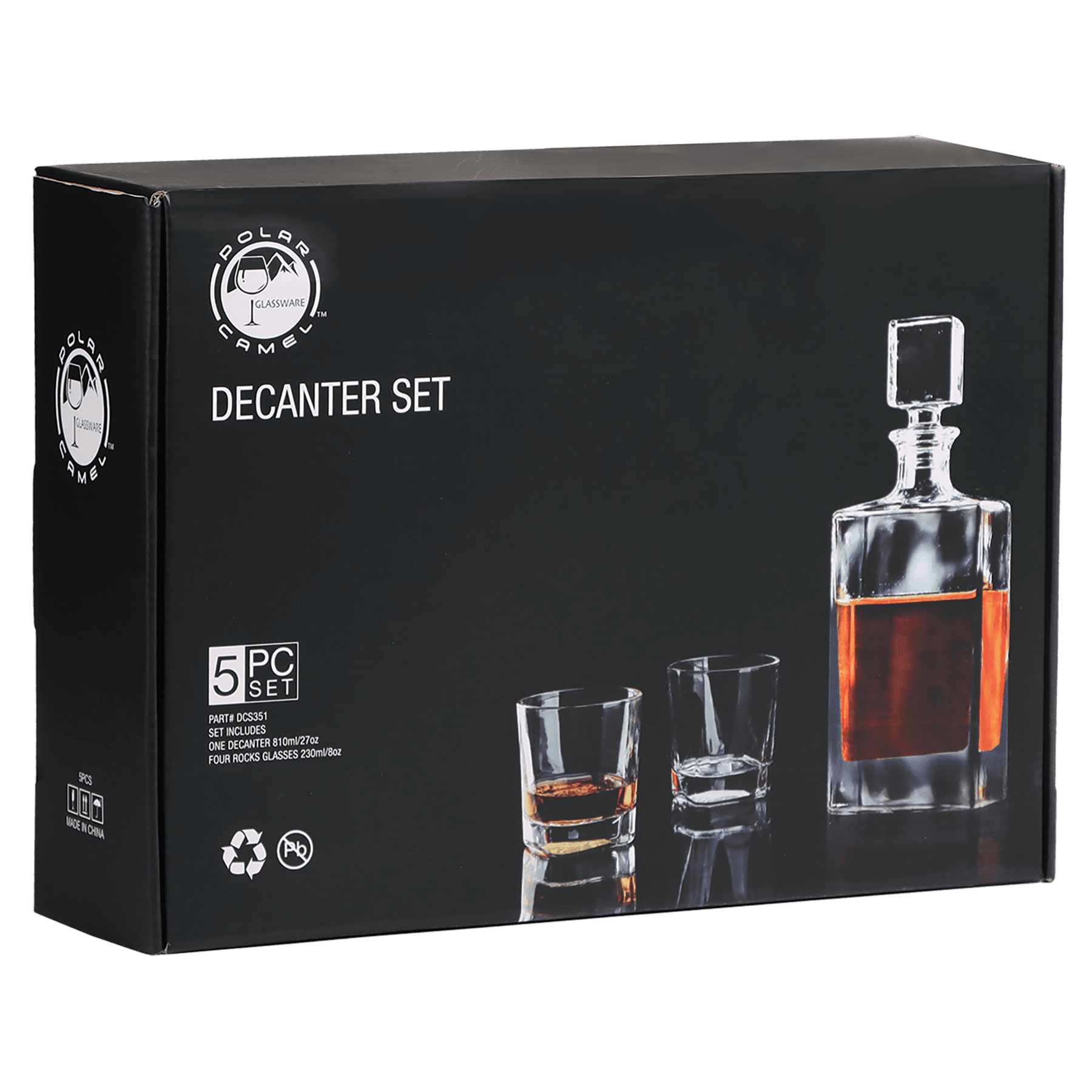 Rectangle Glass Decanter Set with 4 Glasses - 810ml add Laser Engraving - Premium barware from JDS - Just $49.95! Shop now at Pat's Monograms