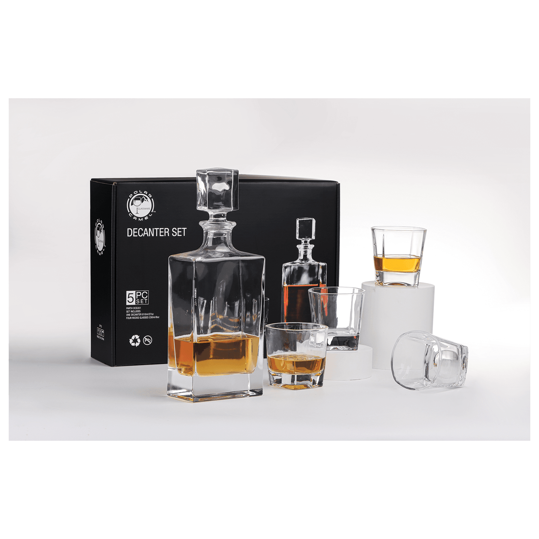 Rectangle Glass Decanter Set with 4 Glasses - 810ml add Laser Engraving - Premium barware from JDS - Just $49.95! Shop now at Pat's Monograms