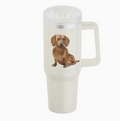 Dachshund, red 40 oz Tumbler with Handle and Straw Lid — E&S Pets Tumblers