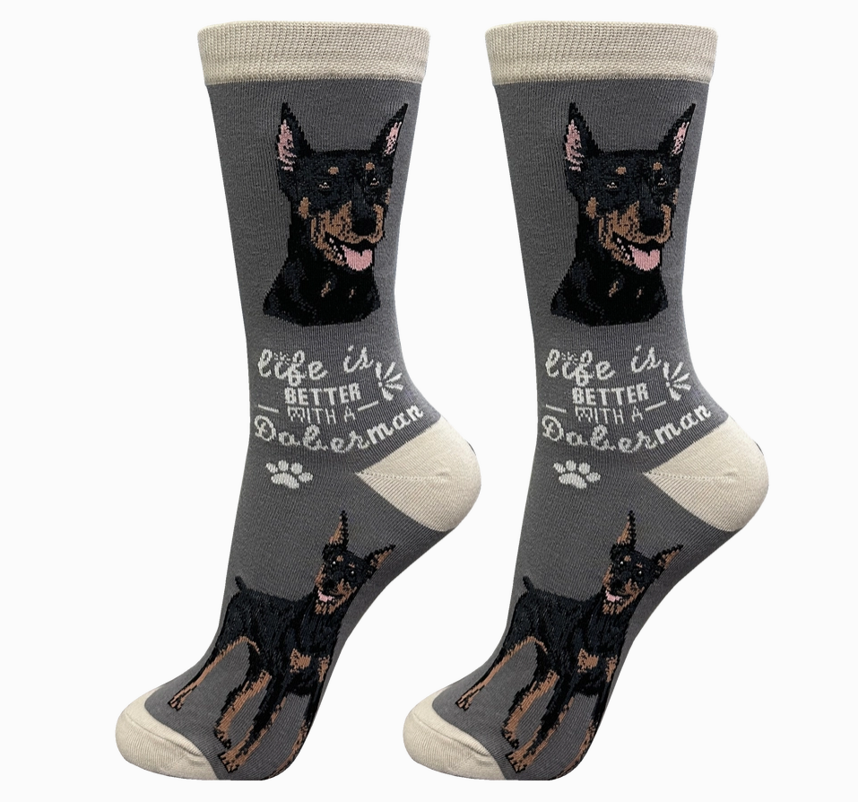 Doberman - Life is Better Socks - Premium Socks from Sock Daddy - Just $10.95! Shop now at Pat's Monograms