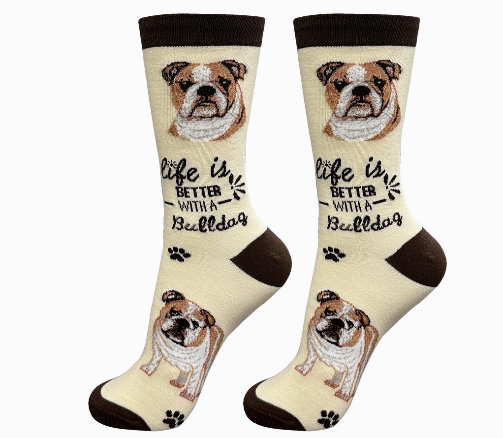 English Bulldog - Life is Better Socks - Premium Socks from Sock Daddy - Just $10.95! Shop now at Pat's Monograms