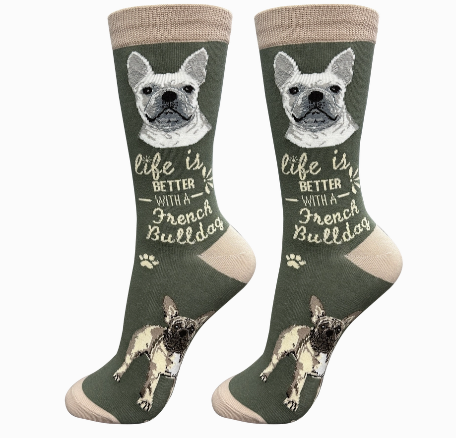 French Bulldog - Life is Better Socks - Premium Socks from Sock Daddy - Just $10.95! Shop now at Pat's Monograms
