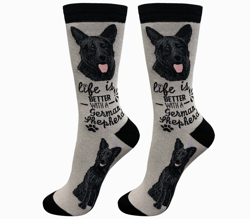 German Shepherd Black - Life is Better Socks - Premium Socks from Sock Daddy - Just $10.95! Shop now at Pat's Monograms