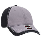 Distressed Two Tone Twill Cap w/ Heavy Stitching — Otto Caps Headwear