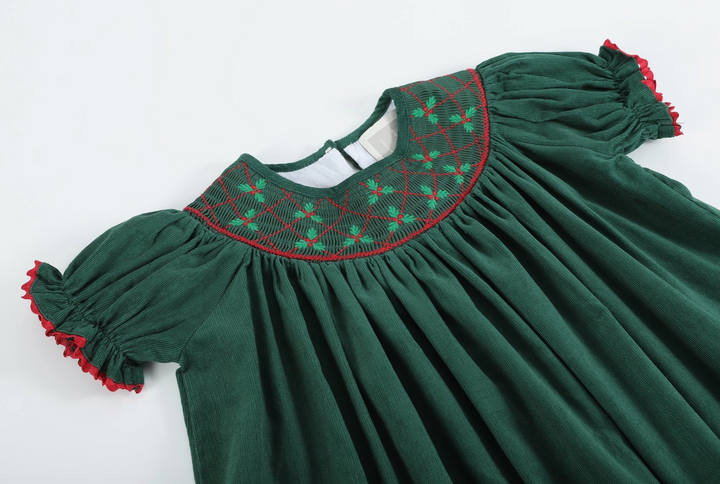 Green Christmas Mistletoe Smocked Bishop Dress - Premium Baby & Toddler Dresses from Lil Cactus - Just $35.95! Shop now at Pat's Monograms