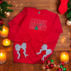 Merry and Bright Side Bow Sweatshirt — Christmas Shirts
