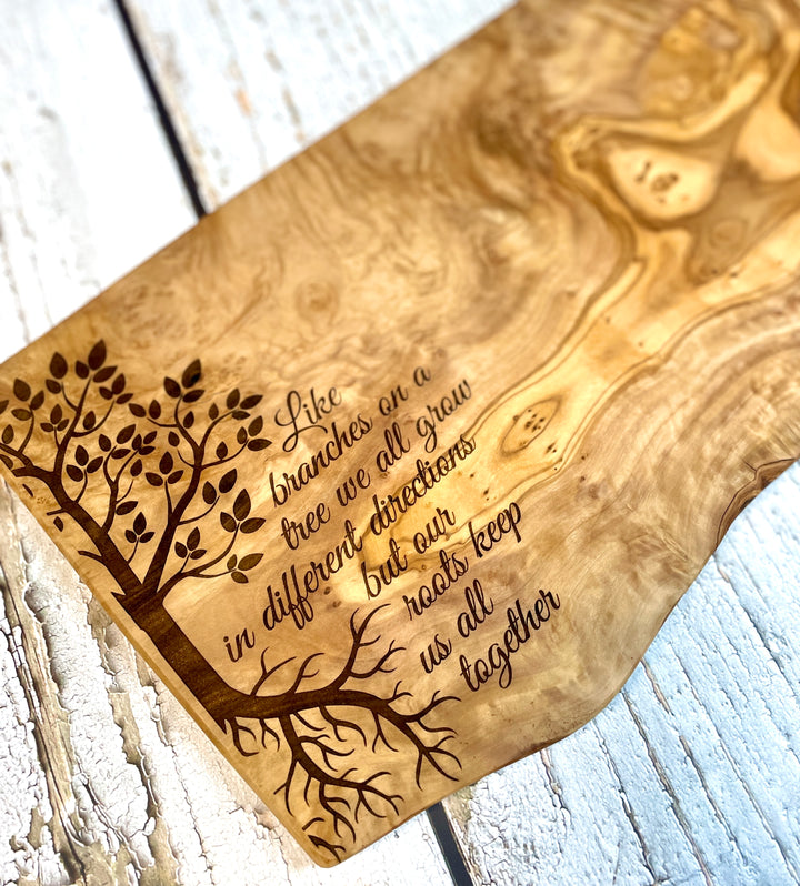 Like Branches on a Tree - Laser Engraved Olive Wood Board - Premium Gifts from Natural OliveWood - Just $89.95! Shop now at Pat's Monograms