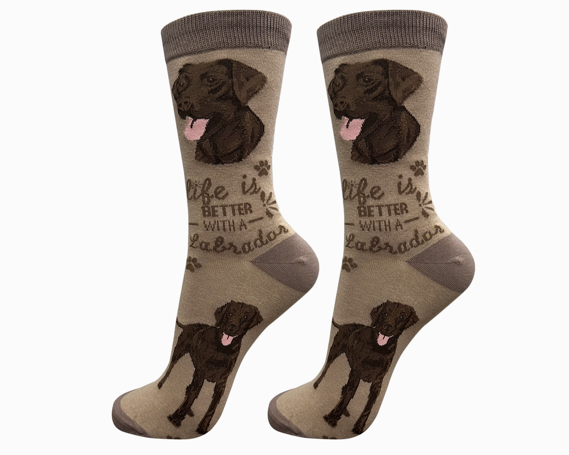 Chocolate Labrador - Life is Better Socks - Premium Socks from Sock Daddy - Just $10.95! Shop now at Pat's Monograms