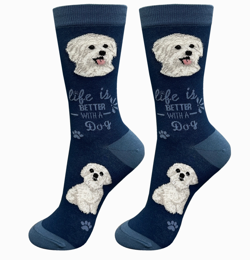 Maltese - Life is Better Socks - Premium Socks from Sock Daddy - Just $10.95! Shop now at Pat's Monograms