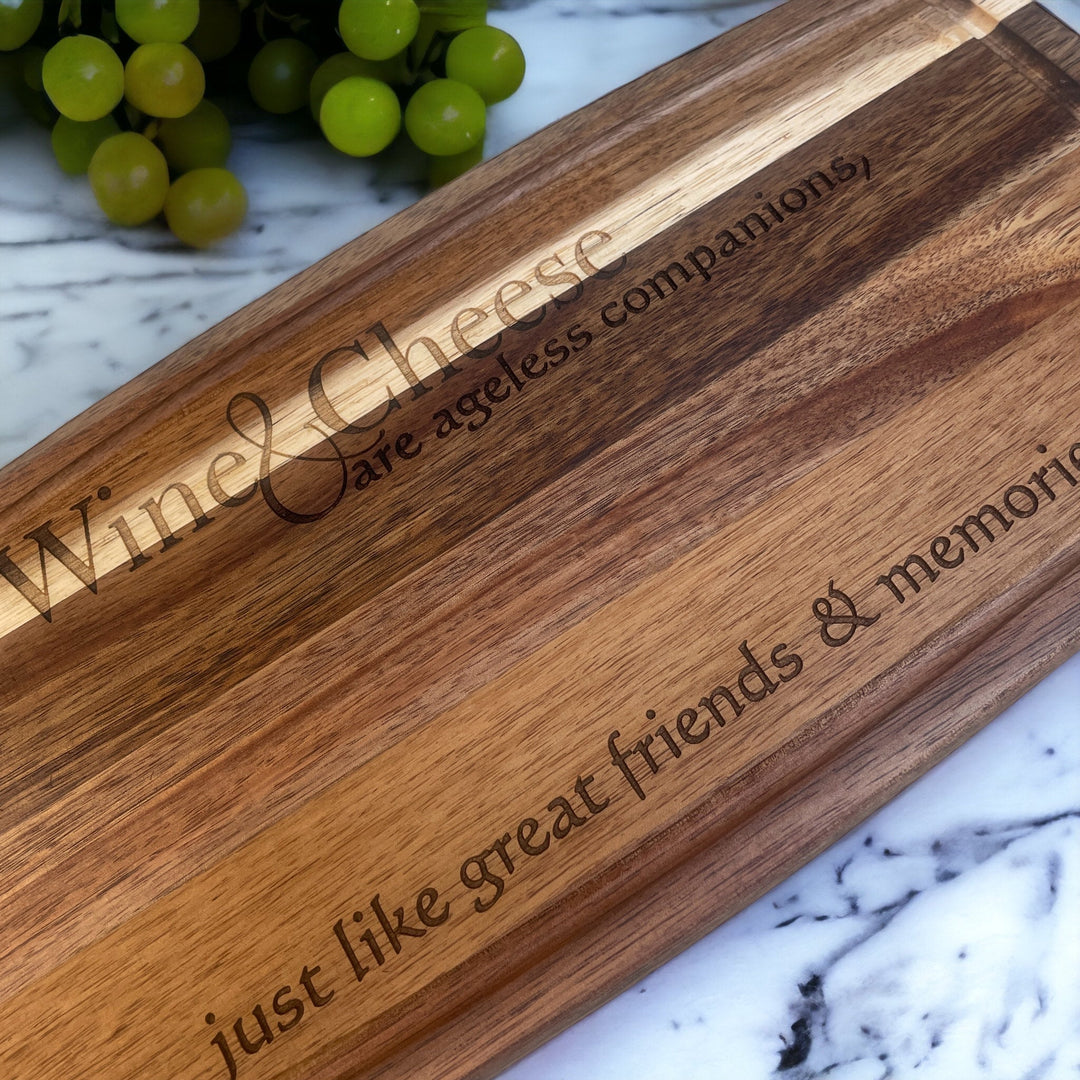 Wine & Friends Ageless Companions - 14" Acacia Board - Premium Cutting Boards from Pat's Monograms - Just $24.95! Shop now at Pat's Monograms